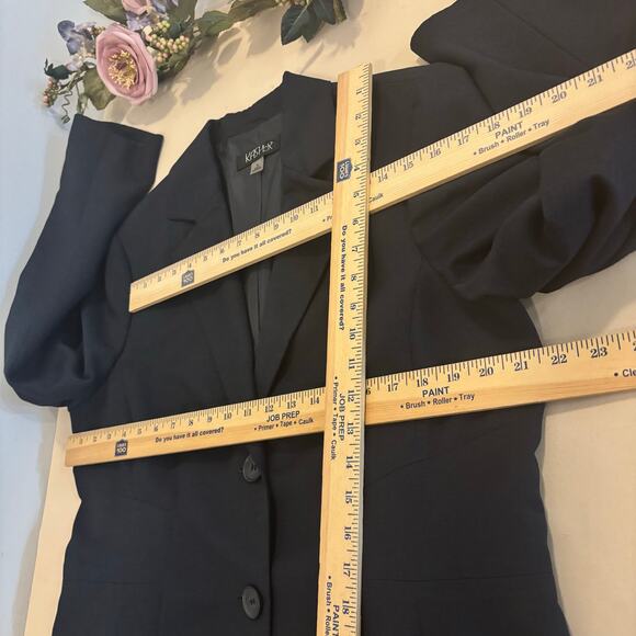 Kasper Women Jacket Size 18 Blue Lapel Notch Collar Long Sleeve Clueless Preppy - Picture 7 of 8